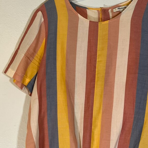 Madewell Button-Back Front Tie Tee Sherbert Stripe 100% Cotton Size Medium - Picture 3 of 9
